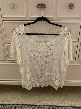 White Crochet Lace Boho Top